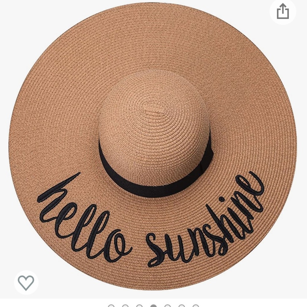 Women’s wide brim khaki sun hat. Embroidered brim.